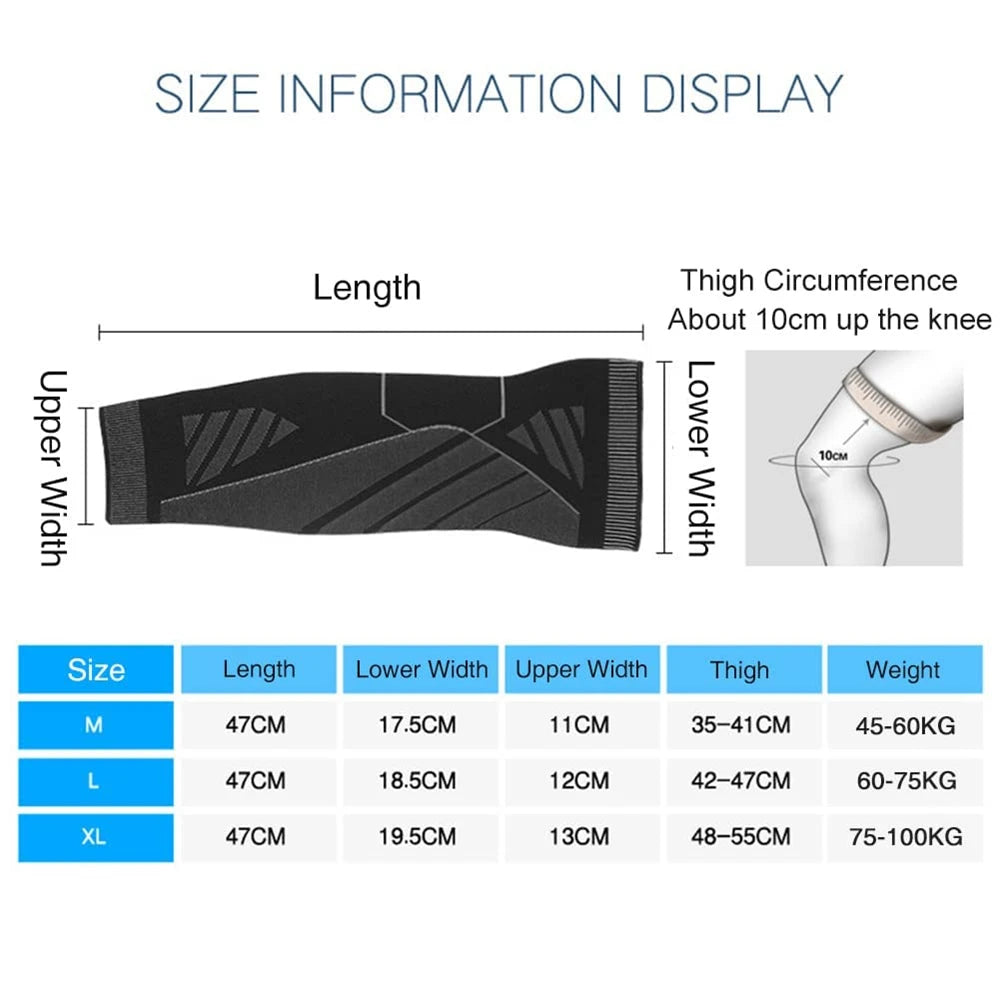 Long Full Leg Sports Brace Support Compression Sleeves For Knee Pain Relief