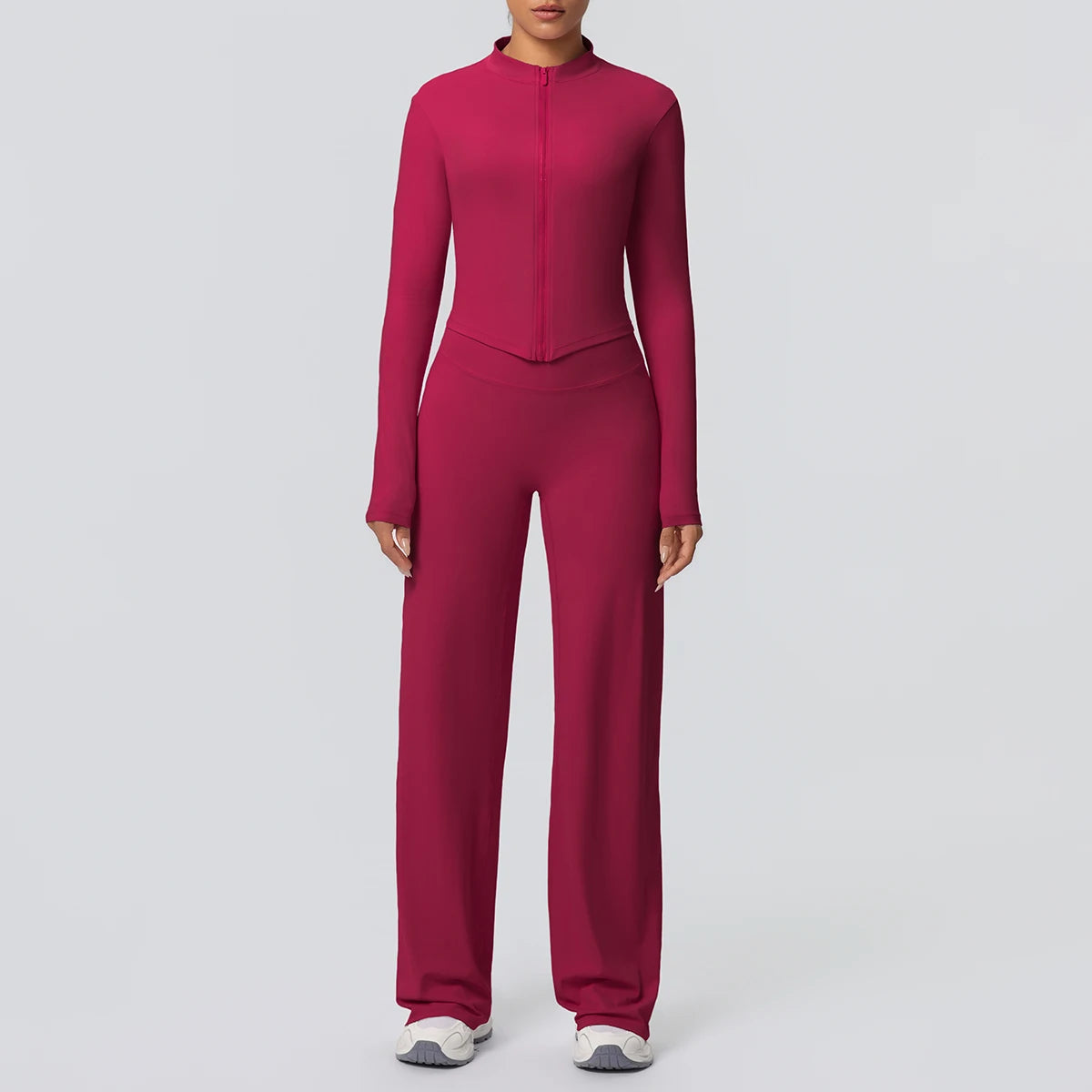 Women's Quick Dry Apparel: 2PC Long Sleeve, High Waisted, Wide Leg, Sports Fitness Clothing Set / Rungear