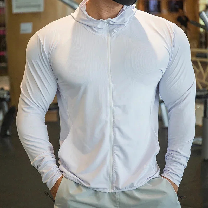 Men's Running Clothing: Waterproof, Ice Silk, Quick-Dry, Hooded Windbreaker Sports Jackets / Rungear