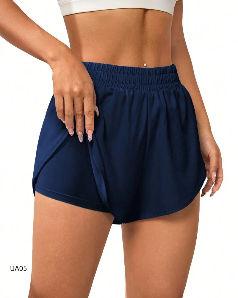 Women's 2-in-1 Quick Dry Running Shorts High Waist Yoga Gym Workout Sports Anti-Chafe Athletic Shorts Tennis And Beach