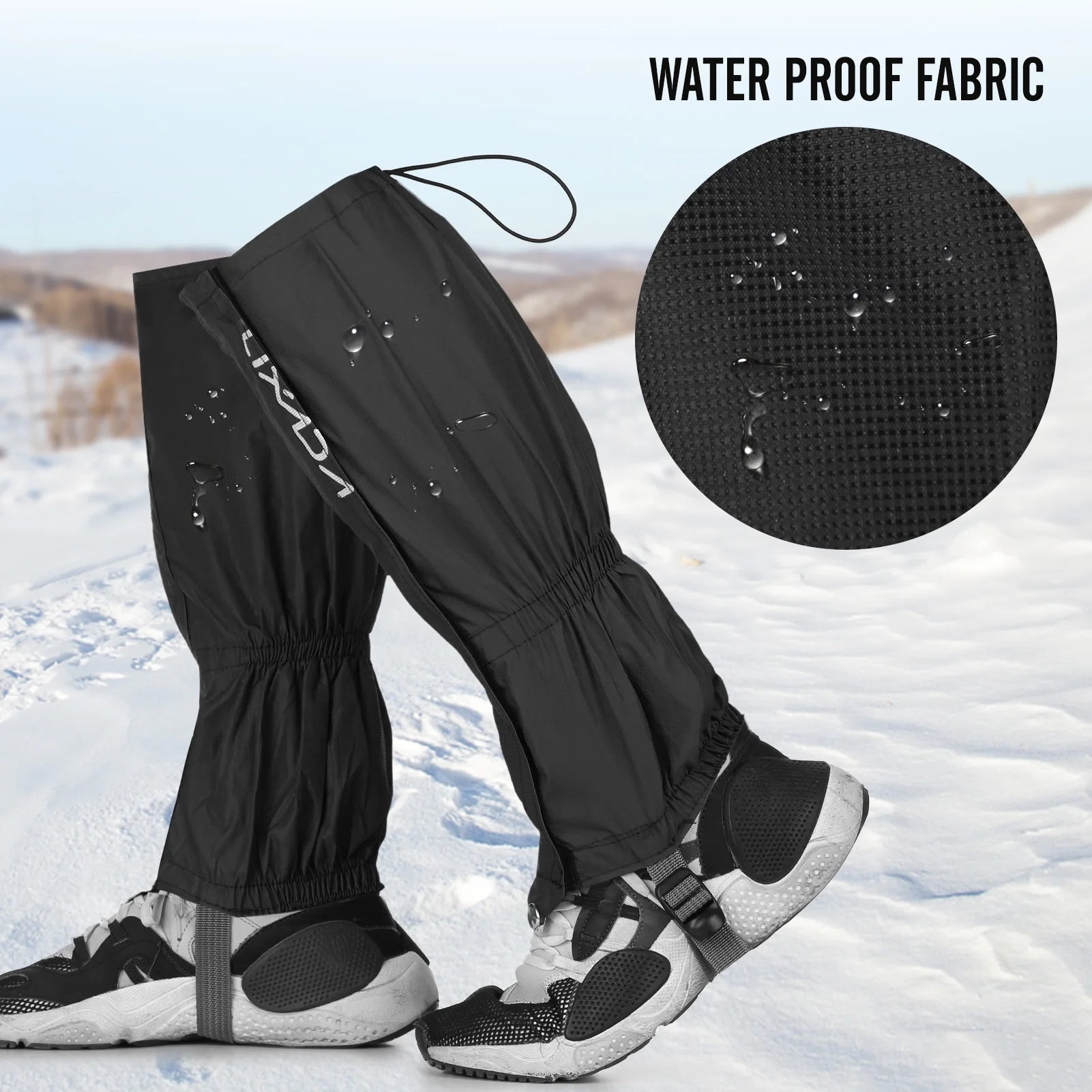 Lixada Outdoor Water-Resistant Close-Zipped Gaiters for Snowboarding Hiking Mountaineering