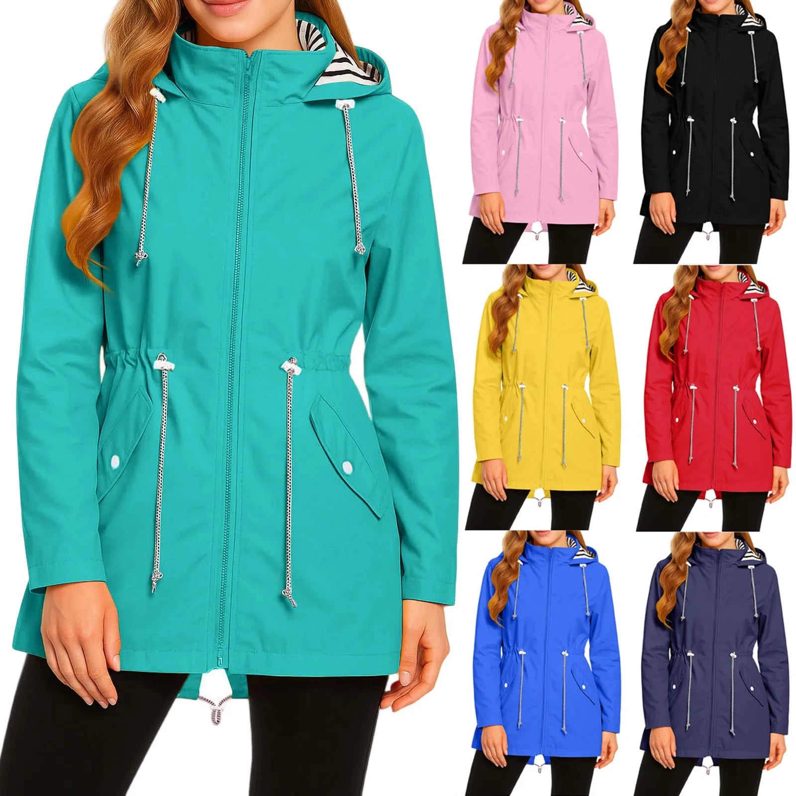 Women's Lightweight Jackets: Long, Waterproof, Outdoor Rain Coat Jacket / Rungear