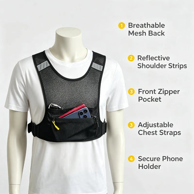 Reflective Running Chest Bag with Phone Holder