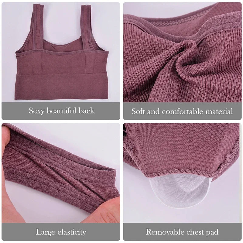 Breathable Anti-Sweat Shockproof Seamless Push Up Sports Bra Crop Top For Running, Hiking, Walking Fitness Yoga  Workout