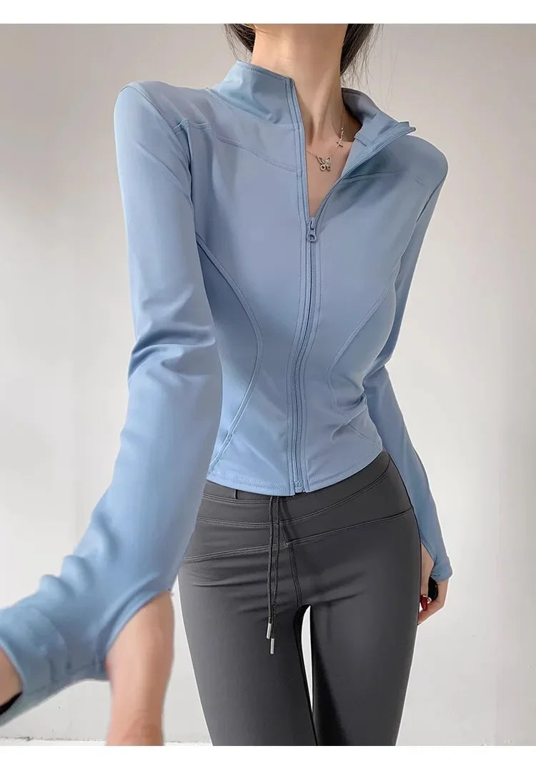 Women's Running Apparel: Quick Drying, Long Sleeved Sports Tight Fitness Top With Zipper S-3XL / Rungear