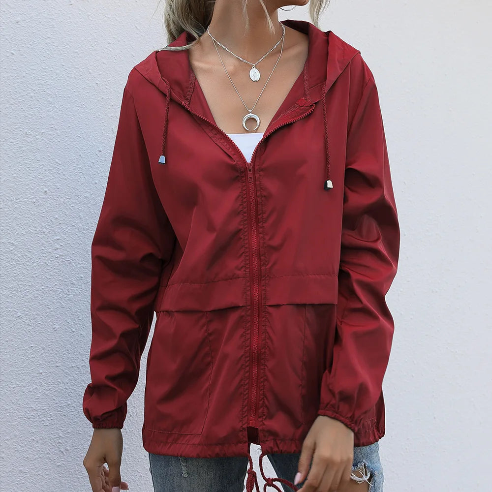 Women's Jackets Apparel: Ultralight, Waterproof, Windproof, Slim Hooded Windbreaker Jacket / Rungear