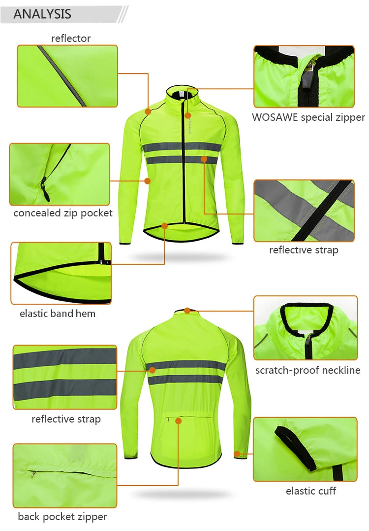 WOSAWE Men's Packable Reflective Windproof Windbreaker Jacket