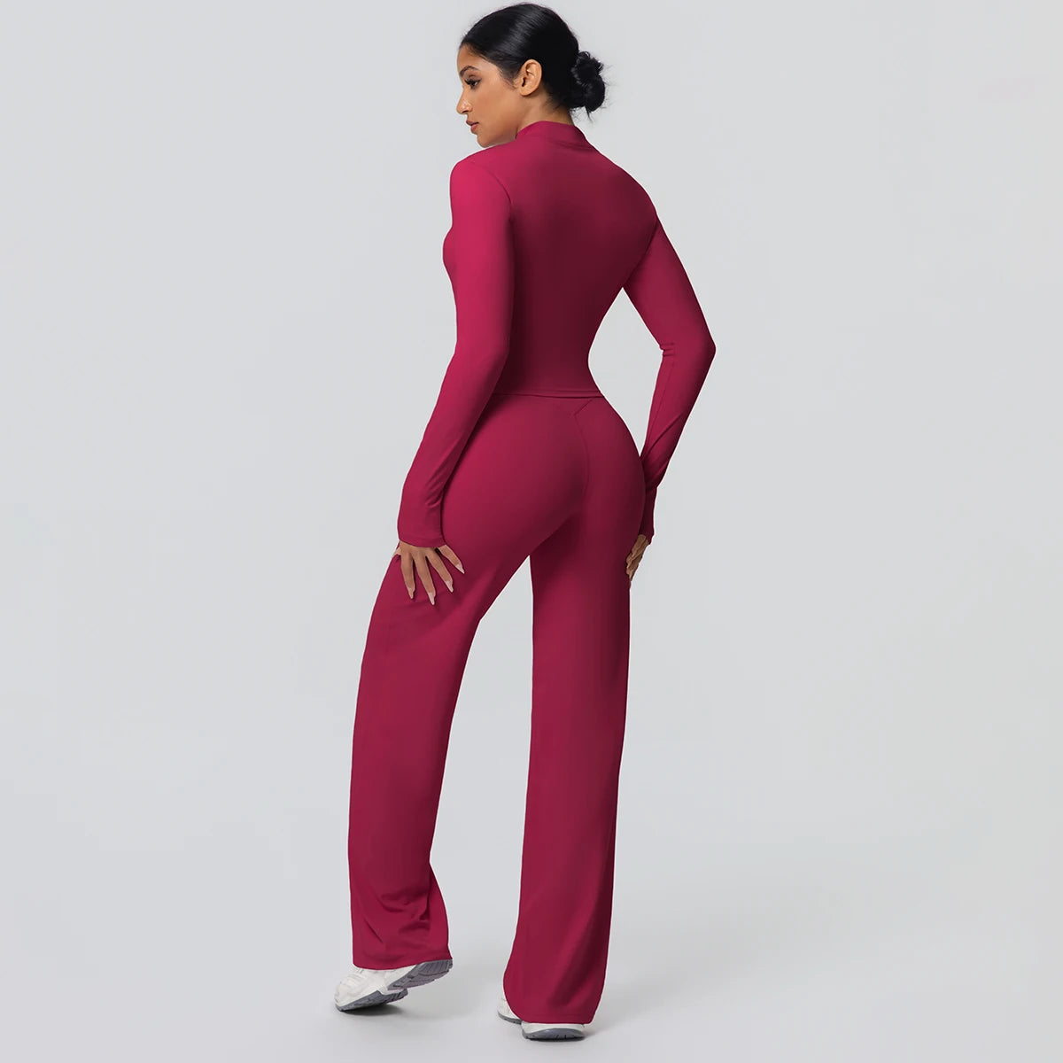 Women's Quick Dry Apparel: 2PC Long Sleeve, High Waisted, Wide Leg, Sports Fitness Clothing Set / Rungear