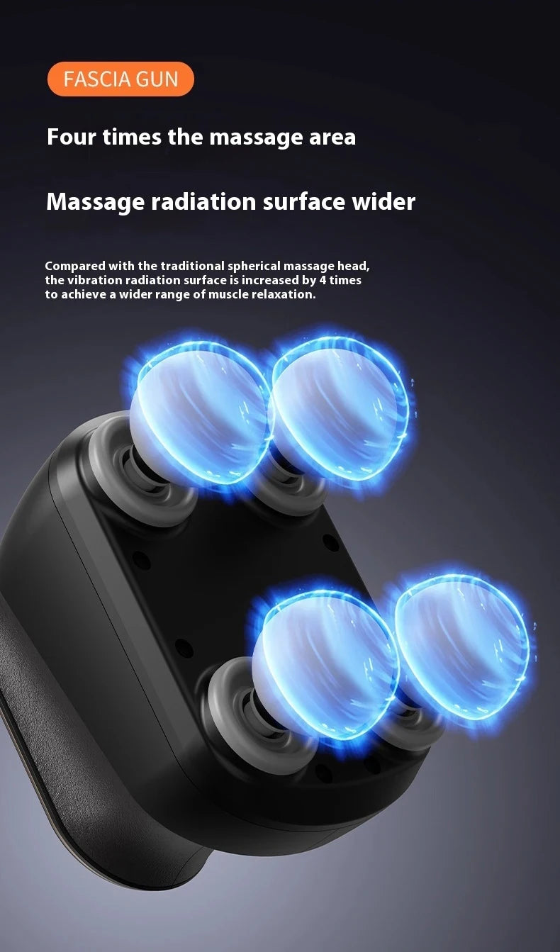 Recovery Massage Accessories: Portable, 4 Head, High Frequency, Fascia Gun Muscle Massager Machine / Rungear