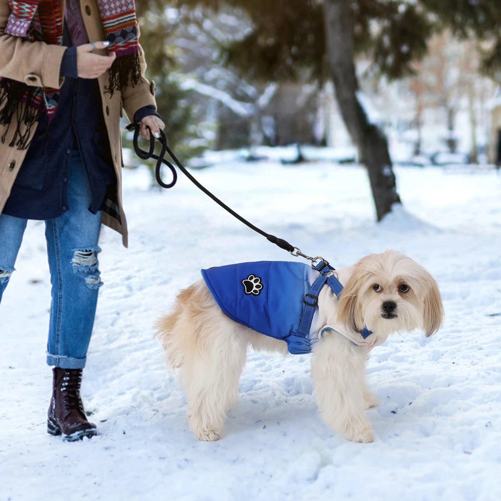Dog Jacket Accessories: Winter Warm, Reflective, Windproof Harness With Back Zipper / Rungear