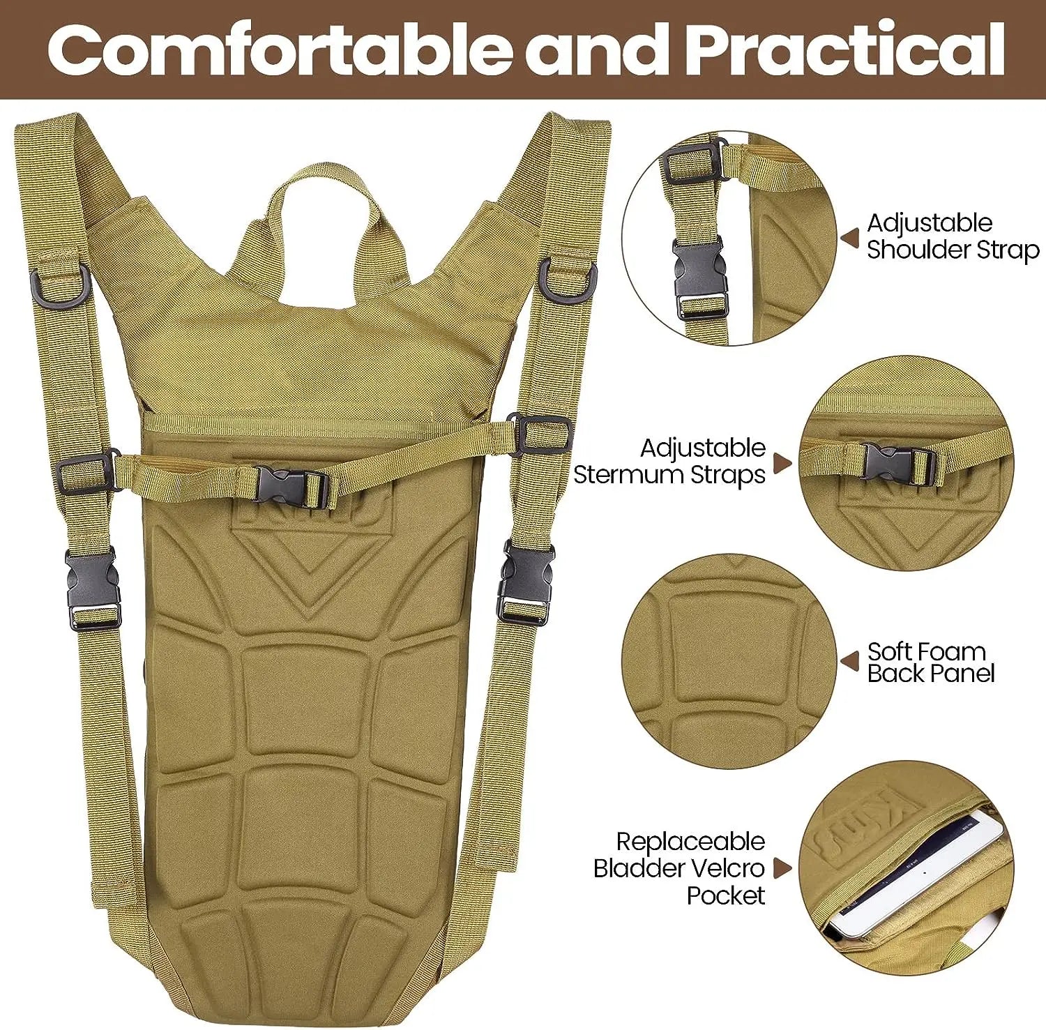 Hydration Pack Gear: Waterproof, Nylon Water Bag with 3L Bladder for Hiking, Cycling, Climbing, Running / Rungear