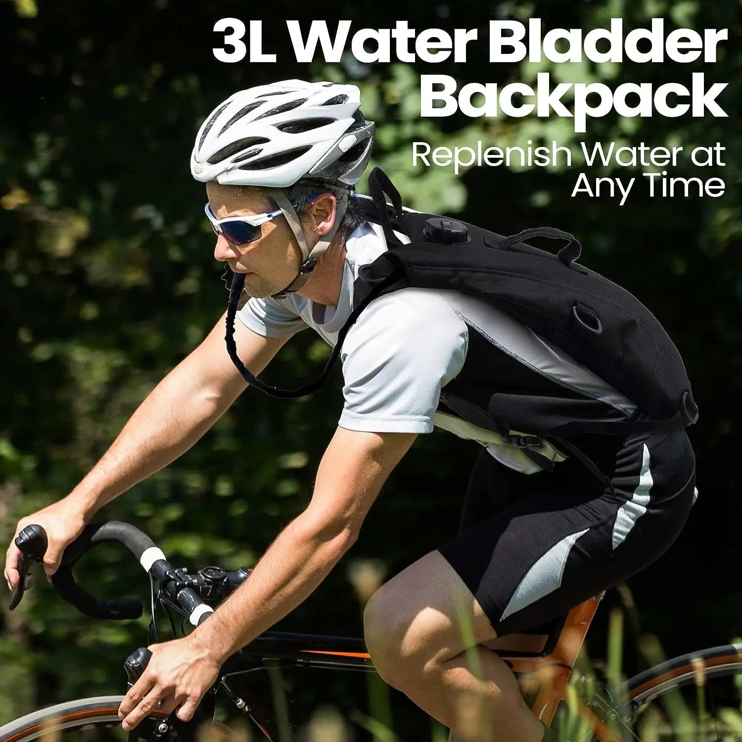 Hydration Pack Gear: Waterproof, Nylon Water Bag with 3L Bladder for Hiking, Cycling, Climbing, Running / Rungear
