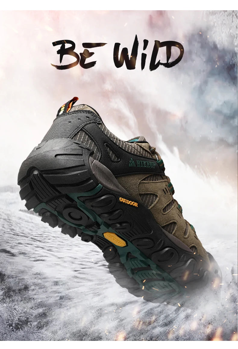 Hiking Shoe Gear: HIKEUP Men's Suede Leather, Wear-Resistant Hiking, Walking, Hunting Outdoor Shoes / Rungear
