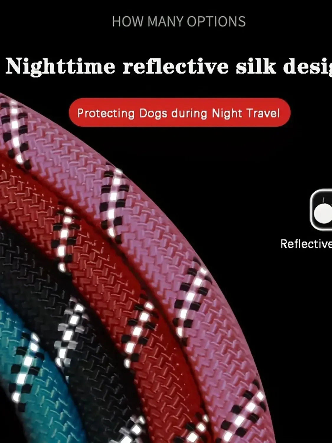 Reflective Dog Leash With Comfortable Padded Handle - Double Heavy Duty Traction Rope For Strong Dogs