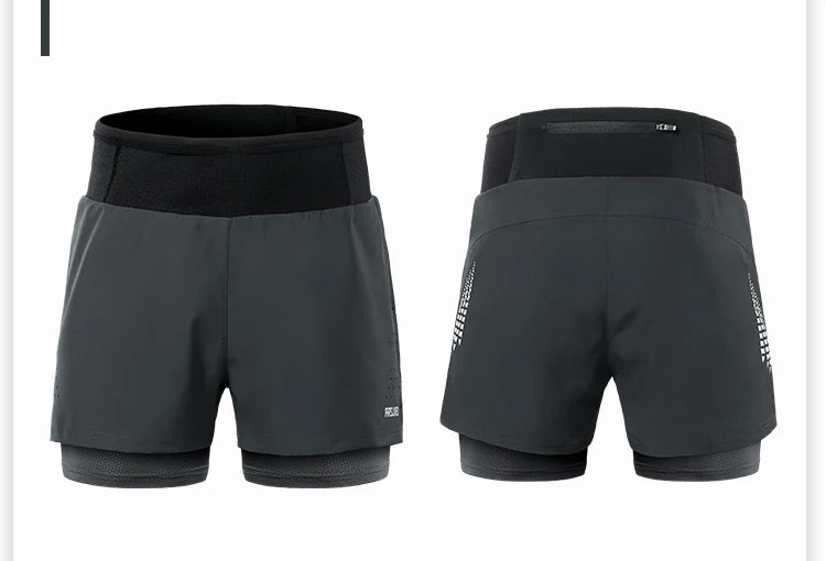 Men's 2 in 1 High Waist Training Gym Fitness Workout Sports Shorts Pants Double Layer B233