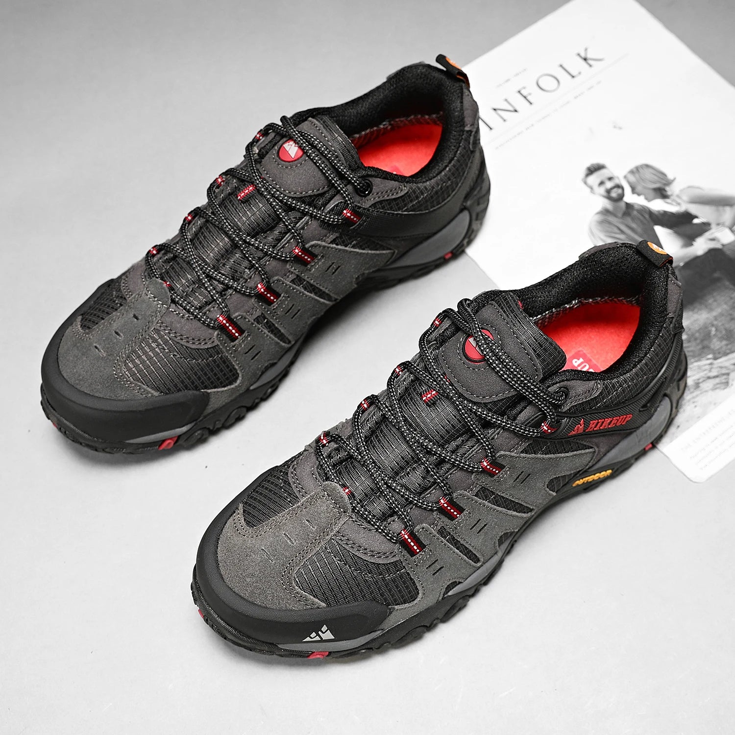 Hiking Shoe Gear: HIKEUP Men's Suede Leather, Wear-Resistant Hiking, Walking, Hunting Outdoor Shoes / Rungear