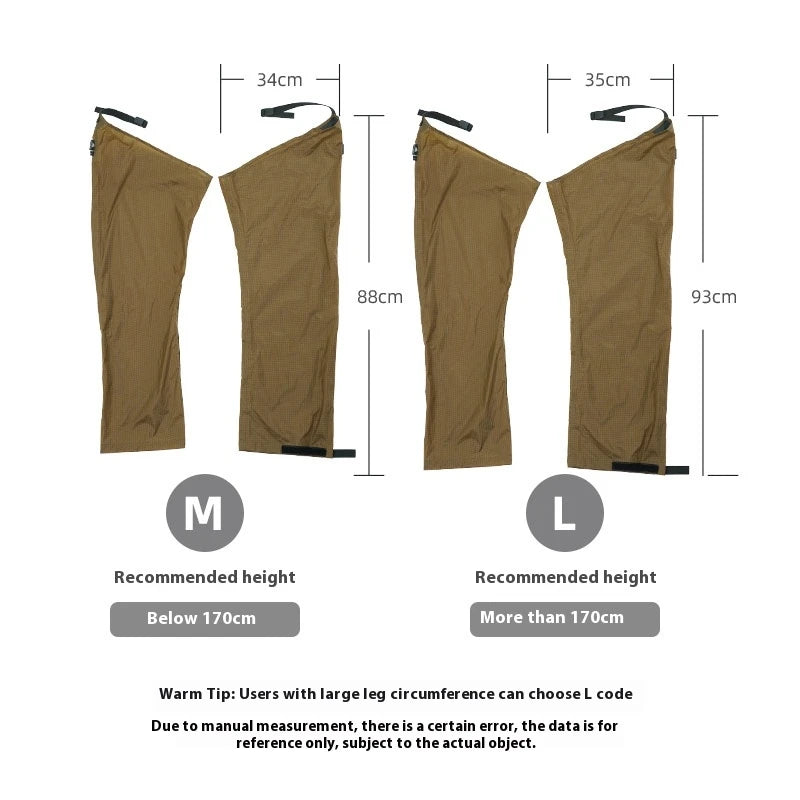 Trail Gear Apparel: 3F UL GEAR Outdoor Adjustable, Tear Resistant, Waterproof Leg Covers  / Rungear