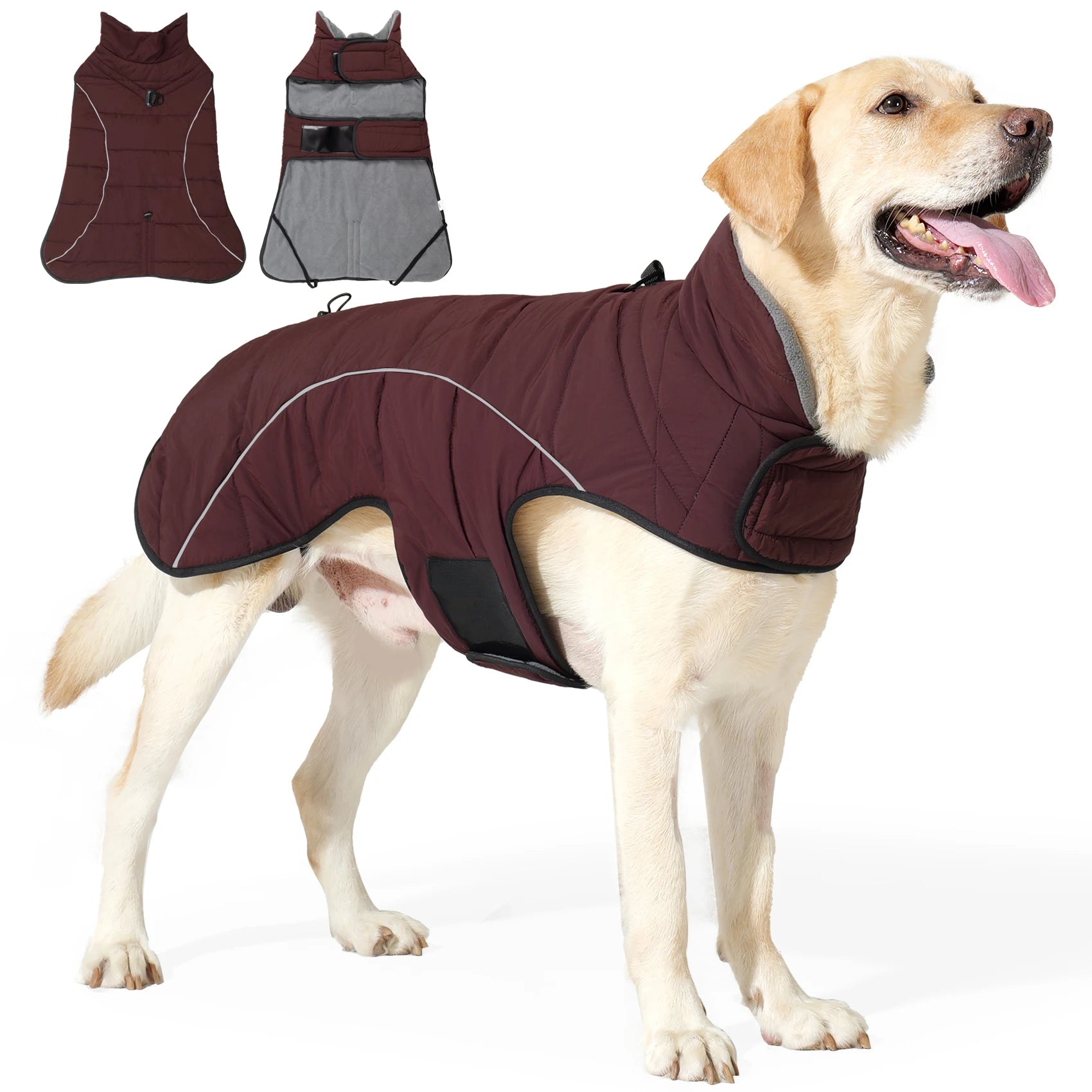 Dog Jackets Gear: Waterproof, Winter, Warm Windproof, Reflective, Adjustable Jacket Vest for Dogs With Hook & Loop / Rungear