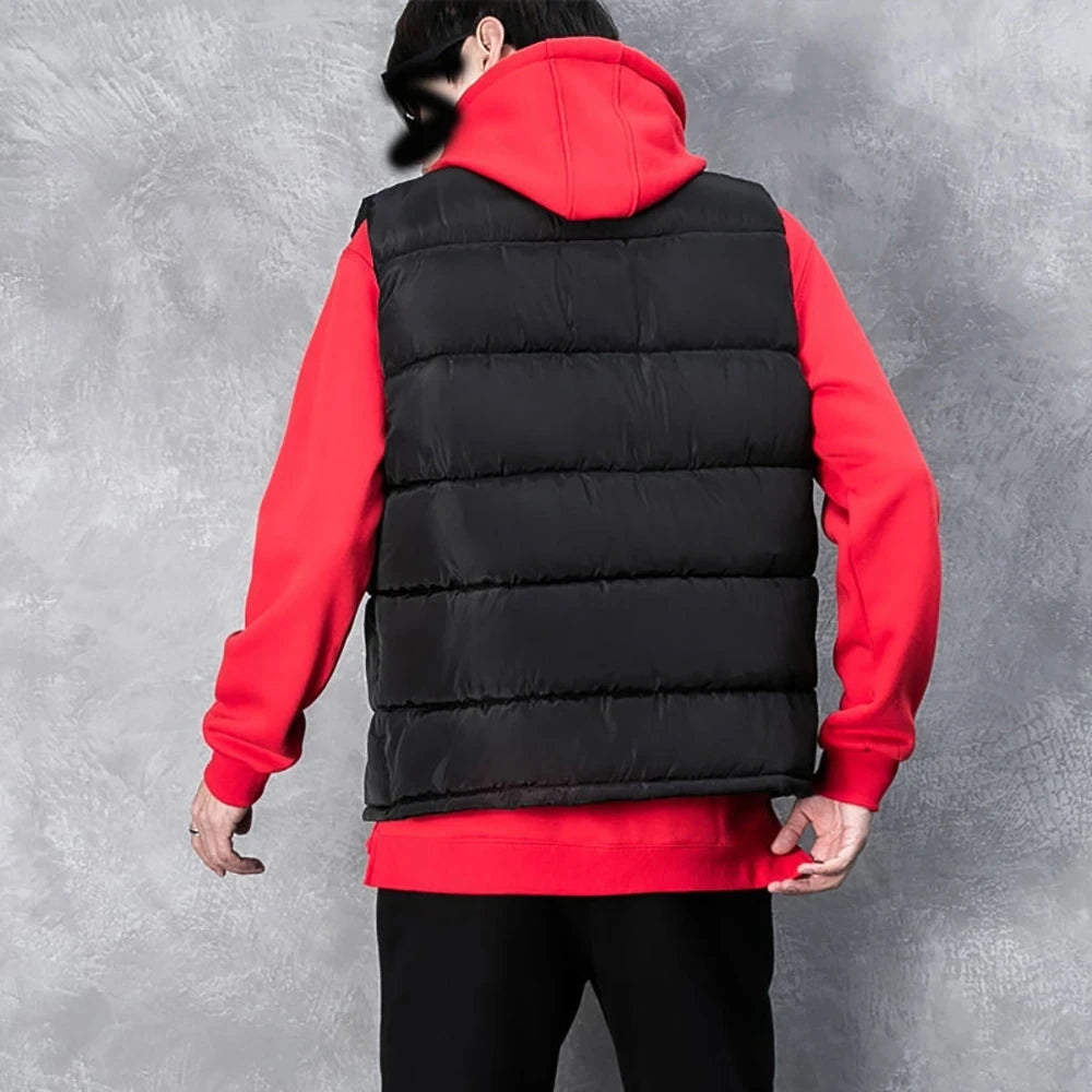 Men's Jacket Apparel: Warm, Waterproof, Winter Sleeveless Zipper Coat With Stand-Up Collar / Rungear