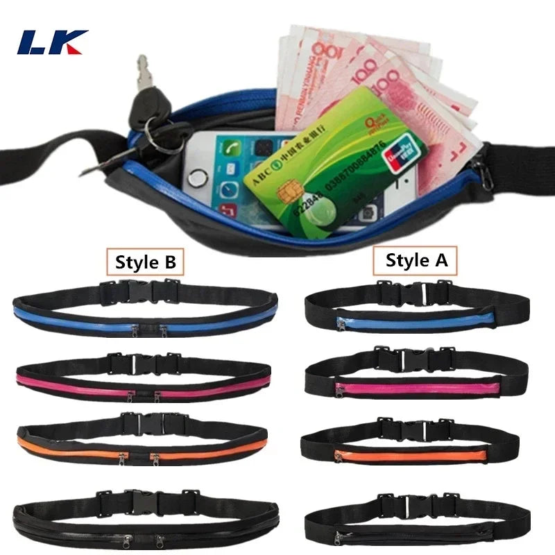 Running Belt Gear: Nylon, Adjustable, Double Pocket, Waterproof Running Waist Belt Bag / Rungear
