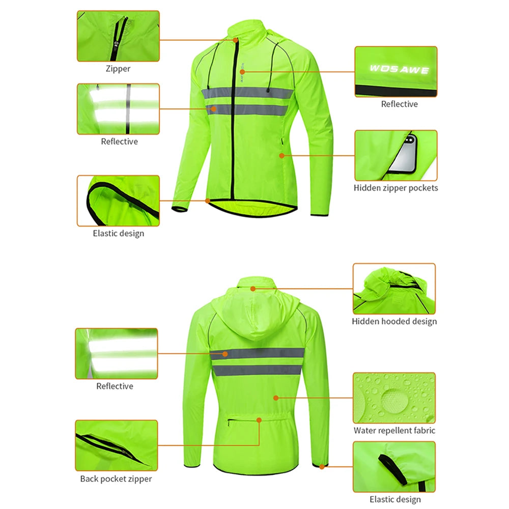 WOSAWE Men's Packable Reflective Windproof Windbreaker Jacket