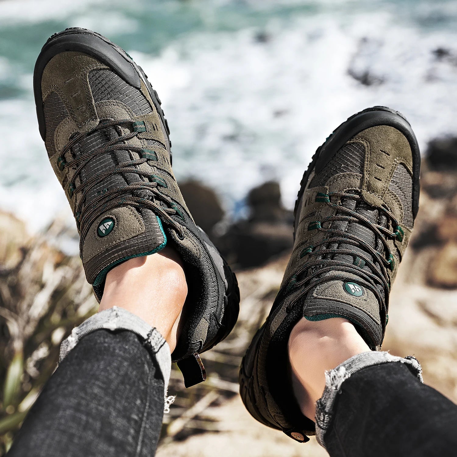 Hiking Shoe Gear: HIKEUP Men's Suede Leather, Wear-Resistant Hiking, Walking, Hunting Outdoor Shoes / Rungear