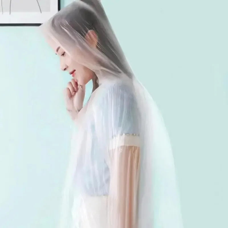 Adult Outdoors Disposable Lightweight Waterproof Hooded Emergency Rain Poncho