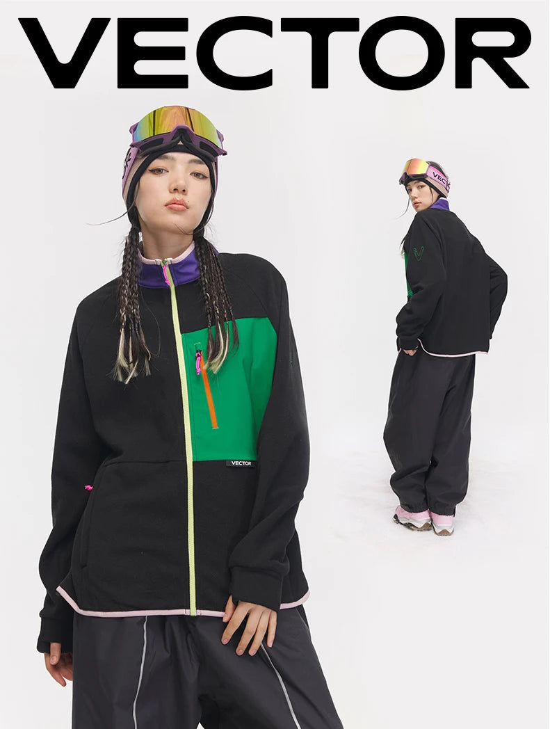 Unisex Winter Jackets: VECTOR Unisex Fleece, Contrast Sleeve, Warm Winter Sweatshirt Jacket / Rungear
