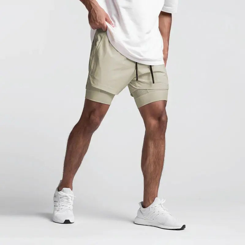 Men's Double Layer Shorts: 2 in 1 Breathable, Double Layer, Quick Dry, Running Workout Sports Shorts / Rungear