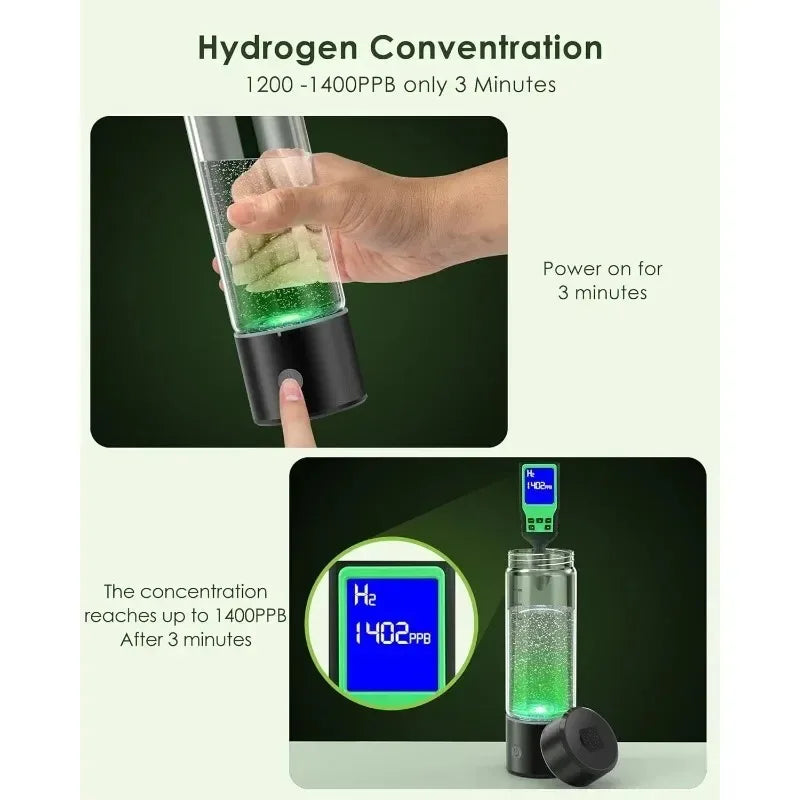 Hydration Gear Accessories: Hydrogen Water Bottle, Portable, Rechargeable, Hydrogen Water Ionizer Machine / Rungear