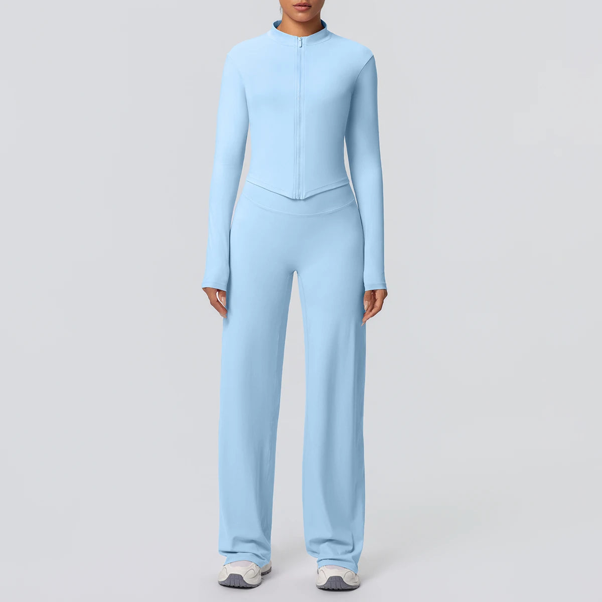 Women's Quick Dry Apparel: 2PC Long Sleeve, High Waisted, Wide Leg, Sports Fitness Clothing Set / Rungear