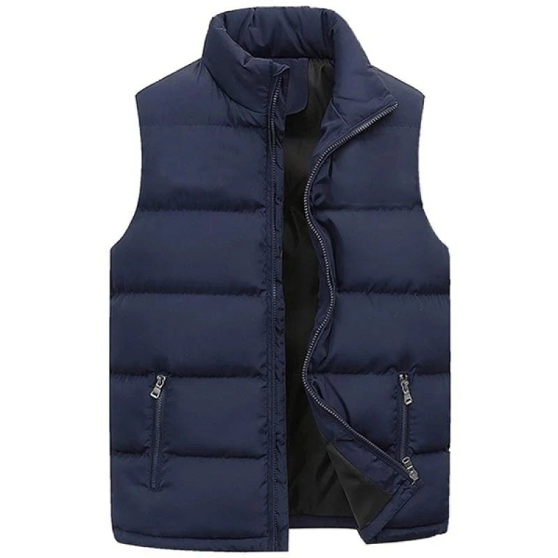Men's Jacket Apparel: Warm, Waterproof, Winter Sleeveless Zipper Coat With Stand-Up Collar / Rungear
