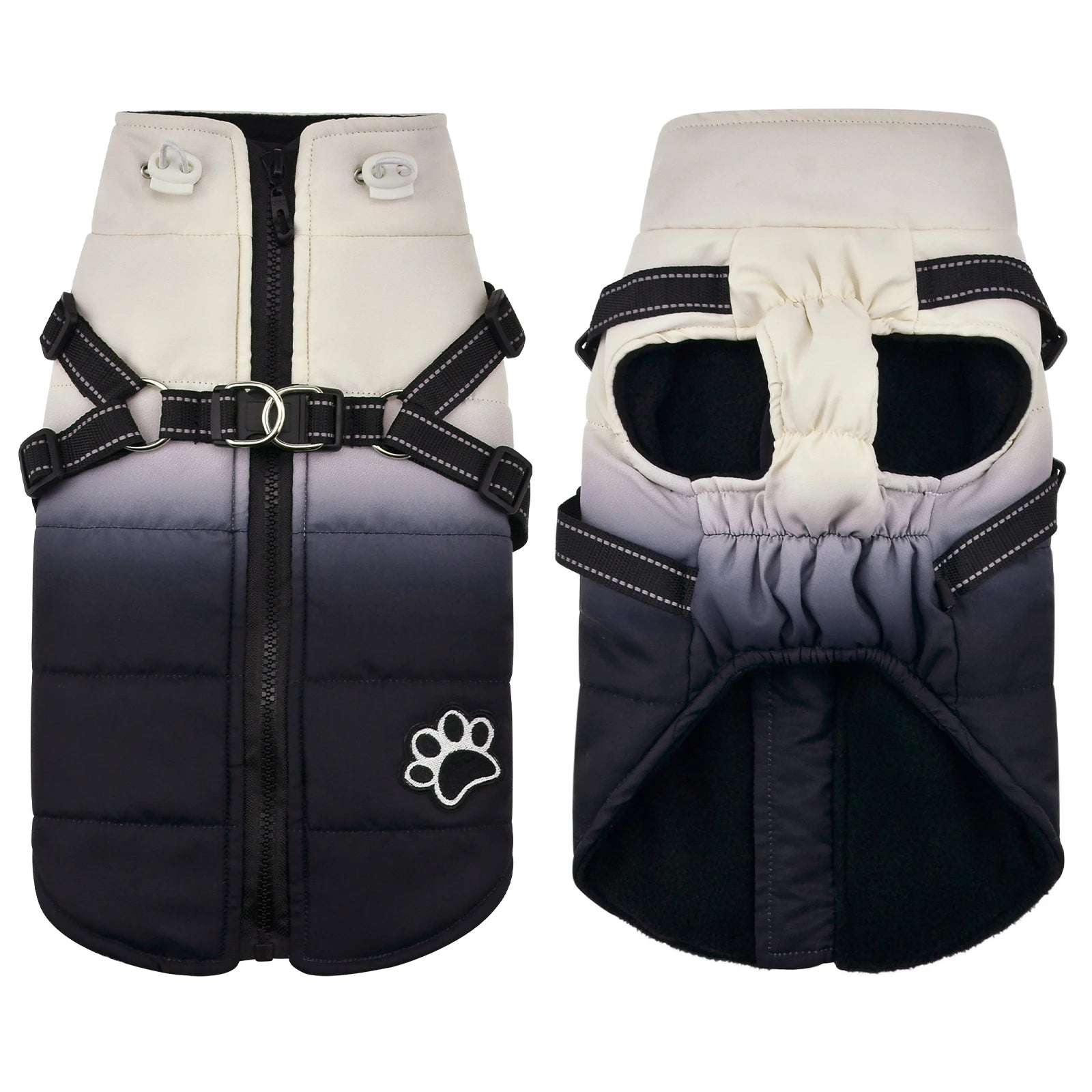 Dog Jacket Accessories: Winter Warm, Reflective, Windproof Harness With Back Zipper / Rungear