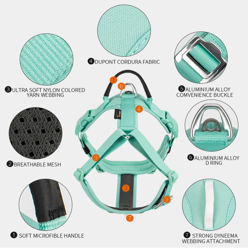 Dog Gear Accessories: SMALL COMBINATION No Pull, Nylon, Adjustable, Reflective, Comfortable, Dog Control Harness / Rungear