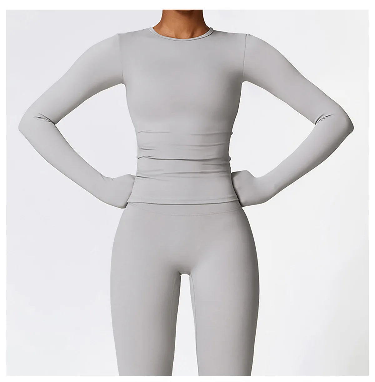Women's Quick Dry Apparel: Breathable, Long Sleeved, Round Neck, Crop Top Workout Running, Hiking Set /  Rungear