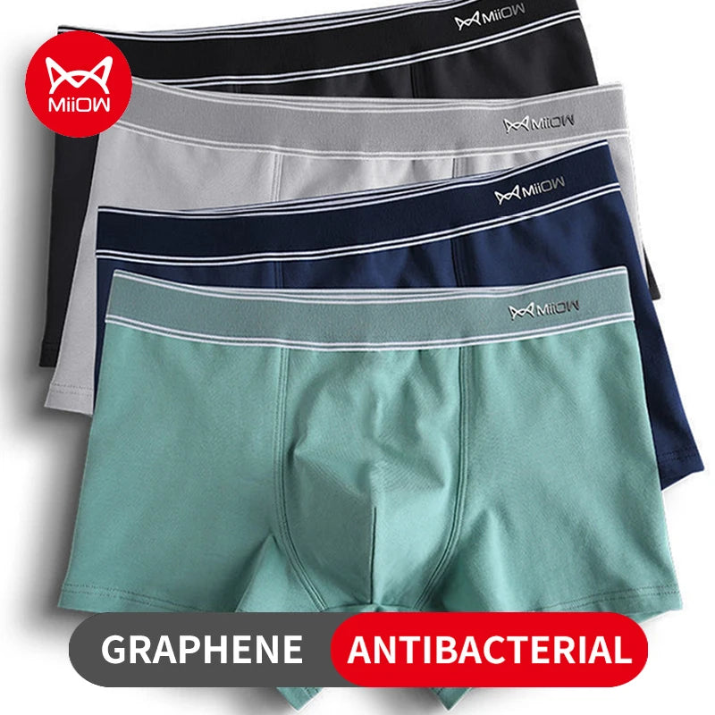 Men's Running Apparel: MiiOW 3PC Cotton, Breathable, Graphene Antibacterial Boxer Trunks / Rungear