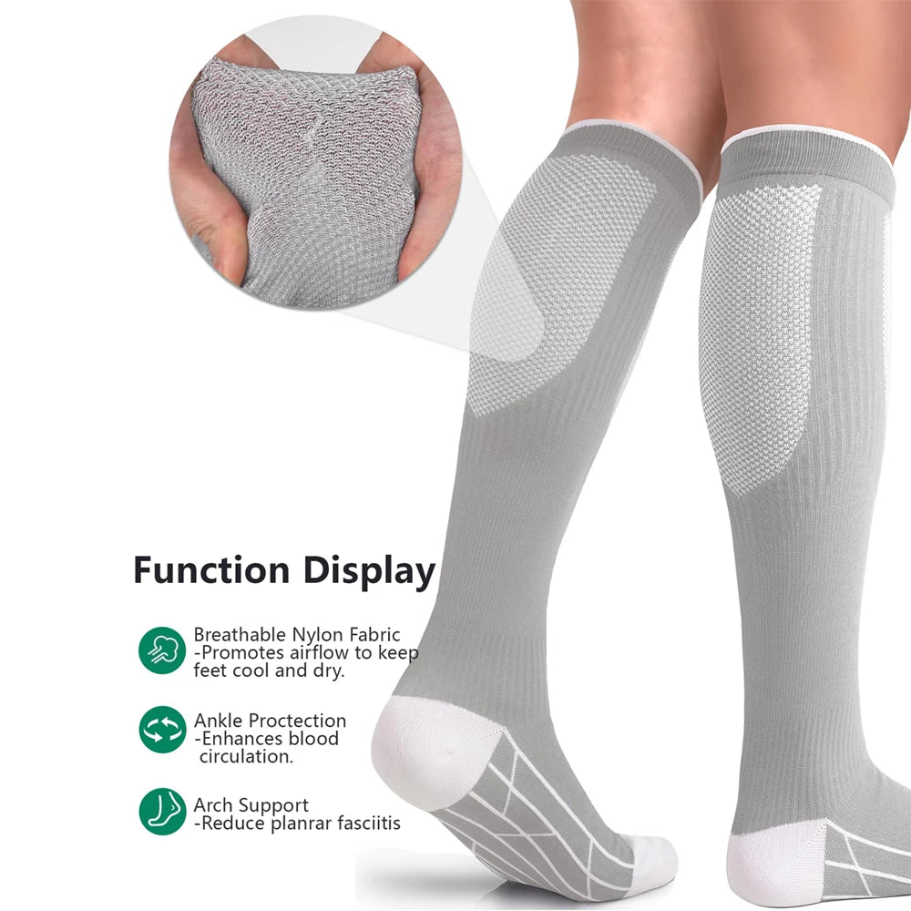 1Pair 20-30 mm Unisex Circulation Support Compression Socks For Athletic Health Support