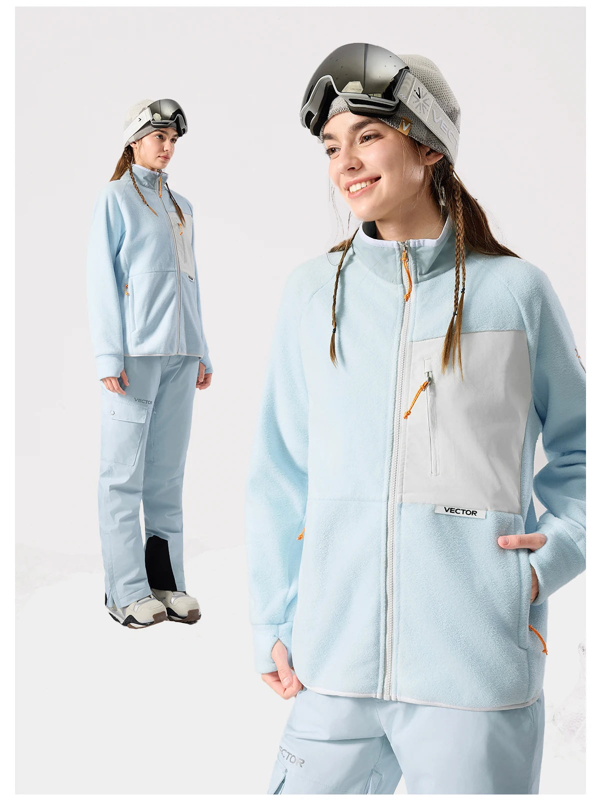 Unisex Winter Jackets: VECTOR Unisex Fleece, Contrast Sleeve, Warm Winter Sweatshirt Jacket / Rungear