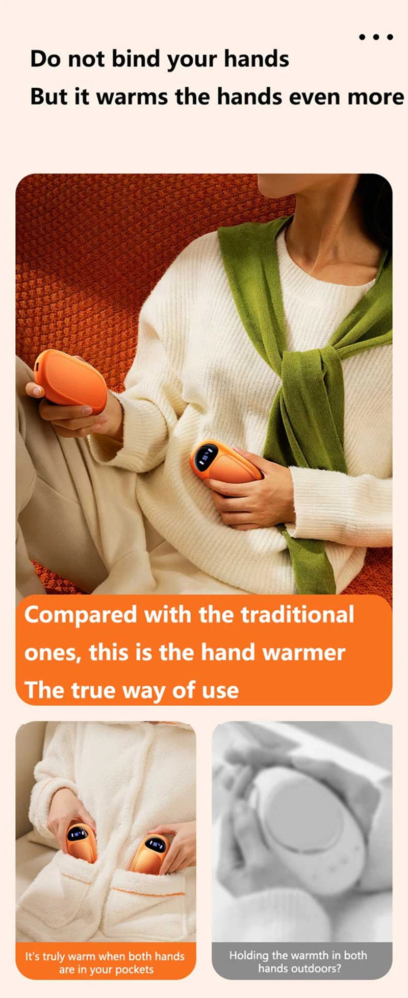 Dual Magnetic Rechargeable Hand Warmer Portable Electric Hot Pack Heater For Winter