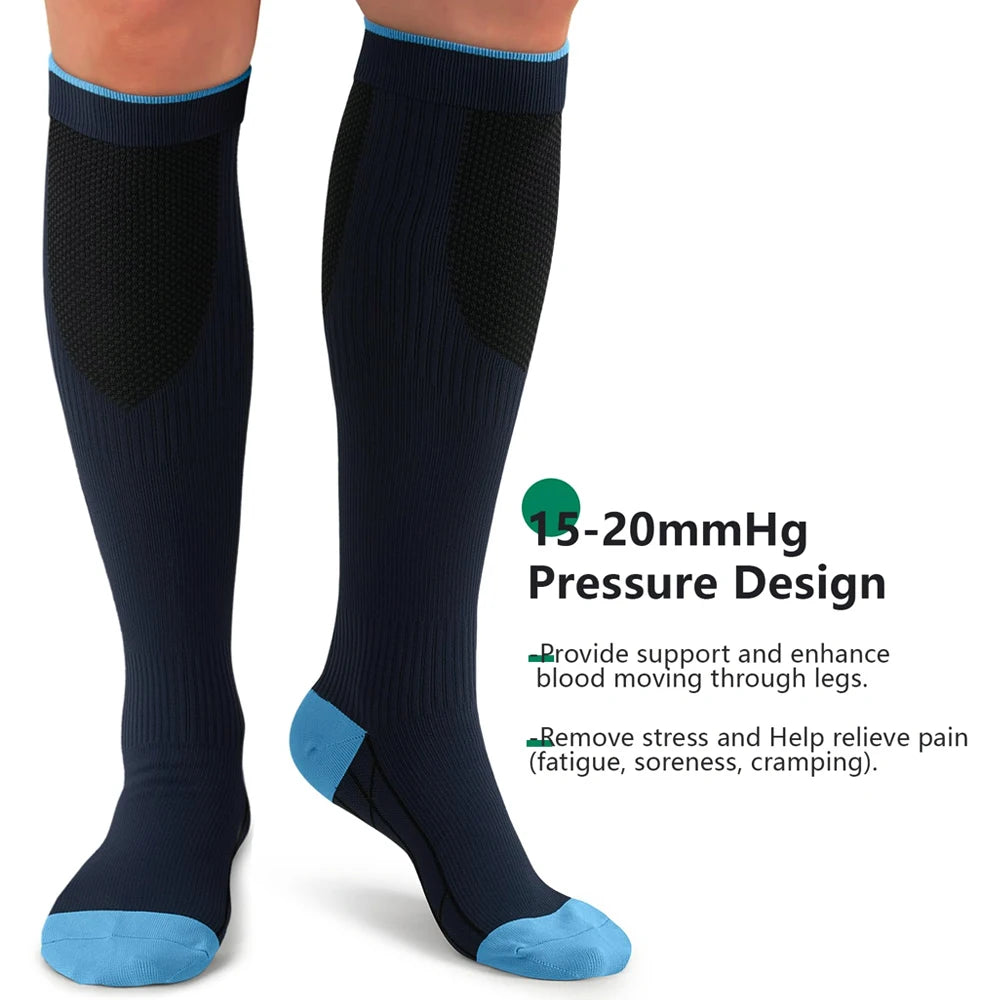 1Pair 20-30 mm Unisex Circulation Support Compression Socks For Athletic Health Support