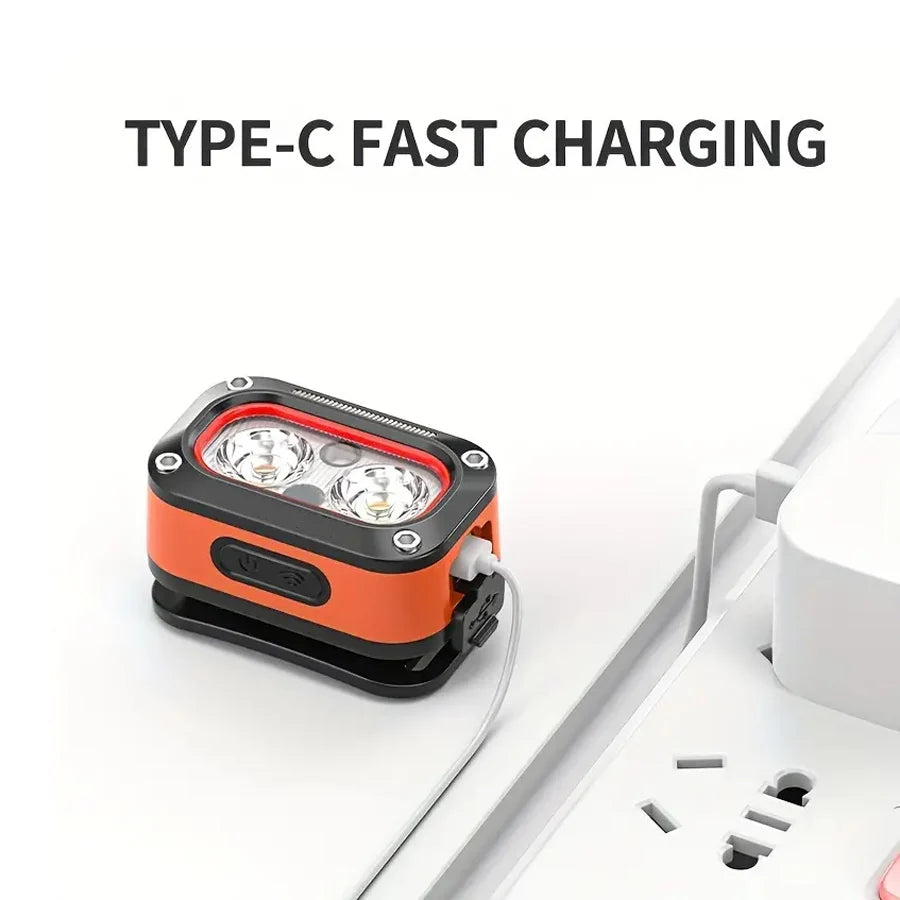 LED USB Motion Sensor Chargeable Headlamp 45° Adjustable, Ideal for Camping, Hiking, Running