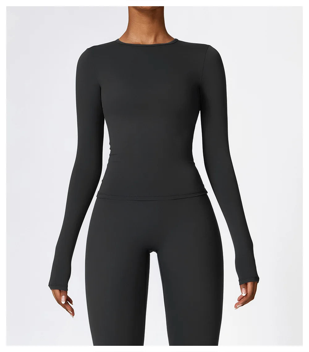 Women's Quick Dry Apparel: Breathable, Long Sleeved, Round Neck, Crop Top Workout Running, Hiking Set /  Rungear
