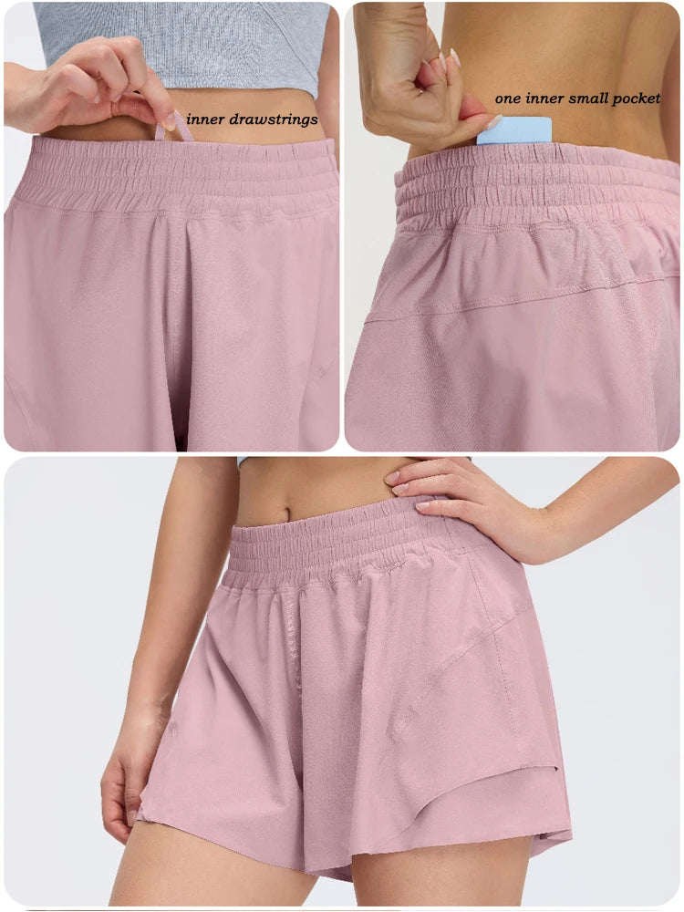 Women's High-Waisted 2-in-1 Athletic Shorts with Pocket