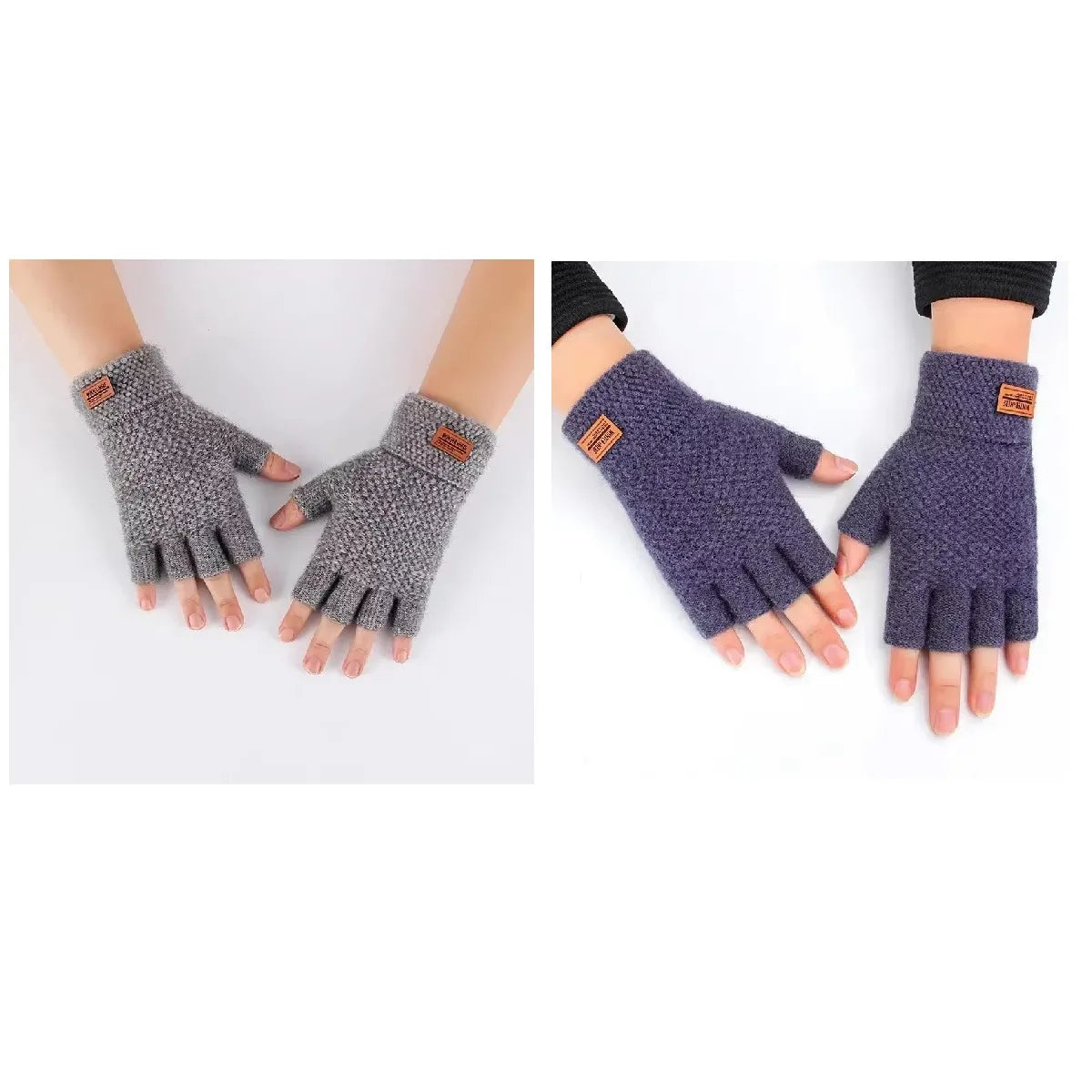 Winter Men's gloves: Warm, Thick Wool, Half Finger Fingerless Gloves / Rungear