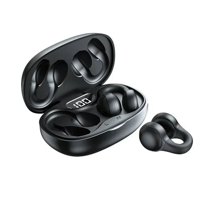 Ear-Clip TWS Earbuds | ANC, Bluetooth 5.3, 90Hr Battery, 10mm Drivers, LED Display, Waterproof with Mic | RUNGEAR