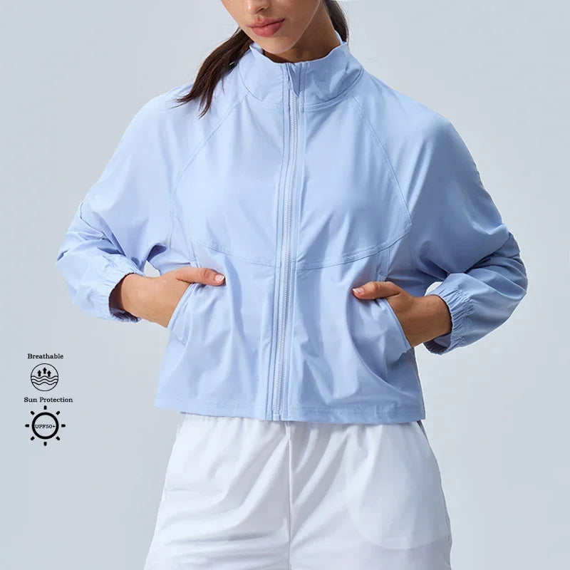 Women's Running Jackets: Long Sleeved, Full Zip, Cropped Workout Jackets UPF 50+ / Rungear