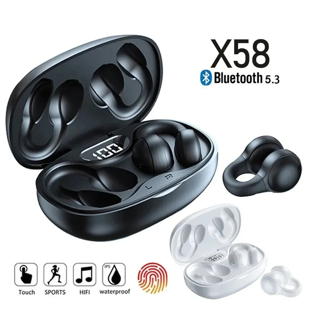 Running Earbuds Accessories: TWS X58 Wireless, Bluetooth,  Waterproof, Bone Conduction, Sports Earbuds Ear Hook With Mic / Rungear