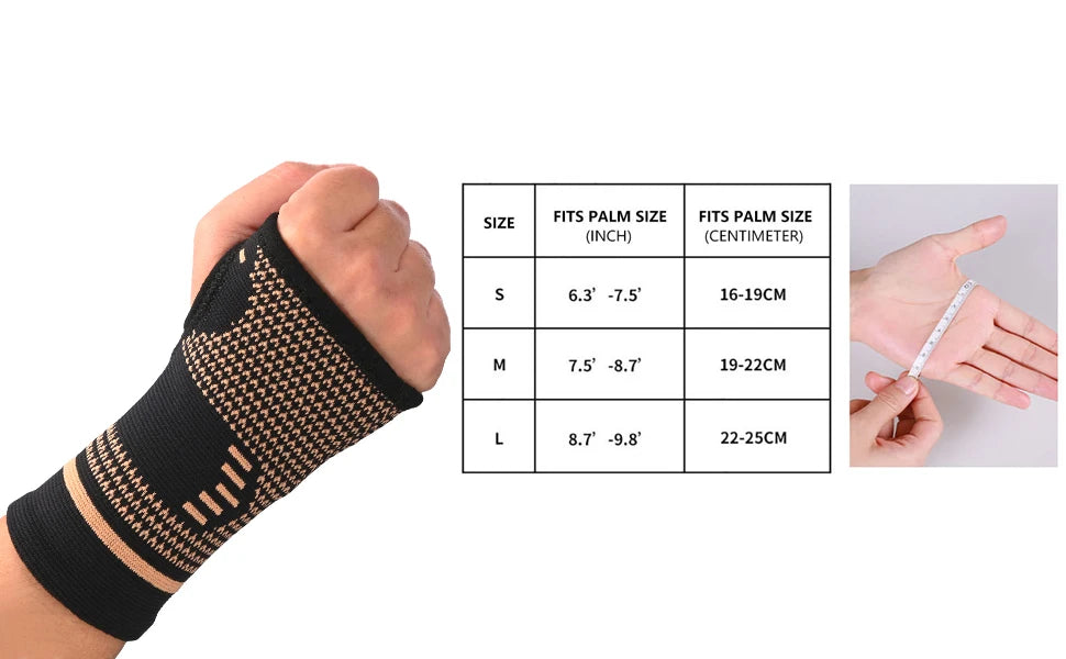 Running Recovery Apparel: AOLIKES 1 Pair Wrist Support Sleeves, Copper Infused, Injury Recovery, Left Right, Arthritis / Rungear