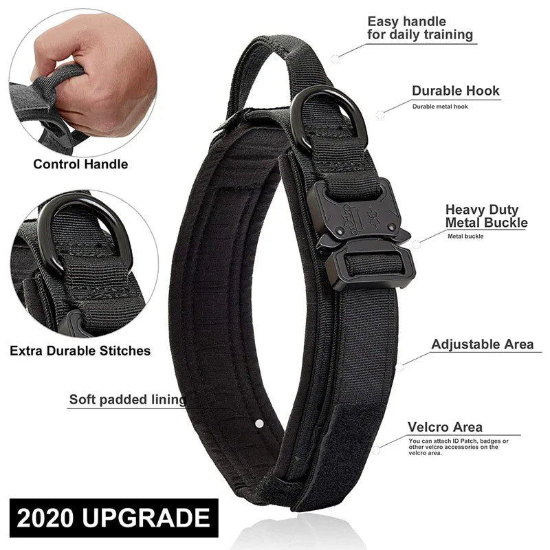 Reflective Dog Collars: Adjustable, Reflective, Quick Release, Nylon Training Dog Collar With Handle / Rungear