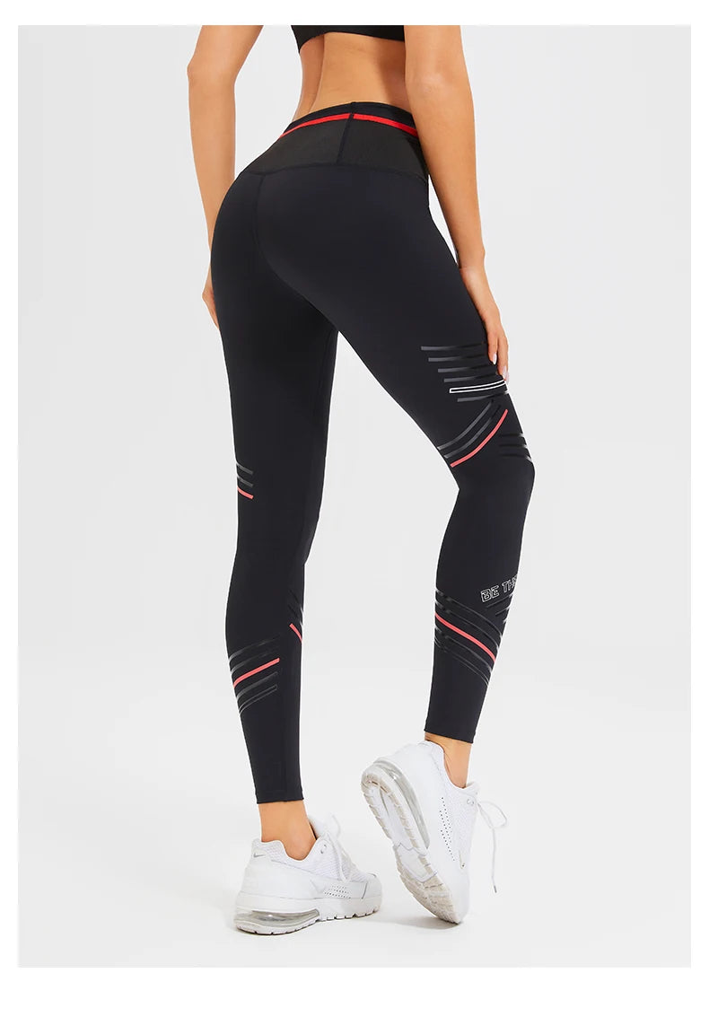 Women's Compression Apparel: Printed High Waisted Workout Pants With Pockets / Rungear